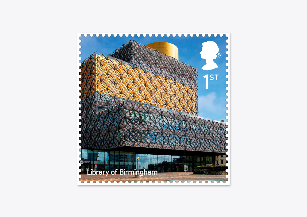 14 07 2017 Library of Birmingham included in Royal Mail Landmark Buildings Stamp Set